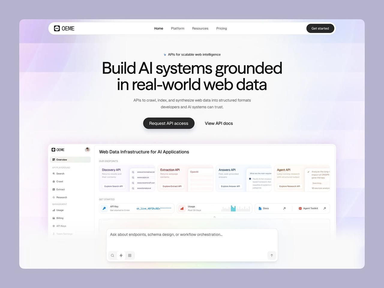 Modern product dashboard example