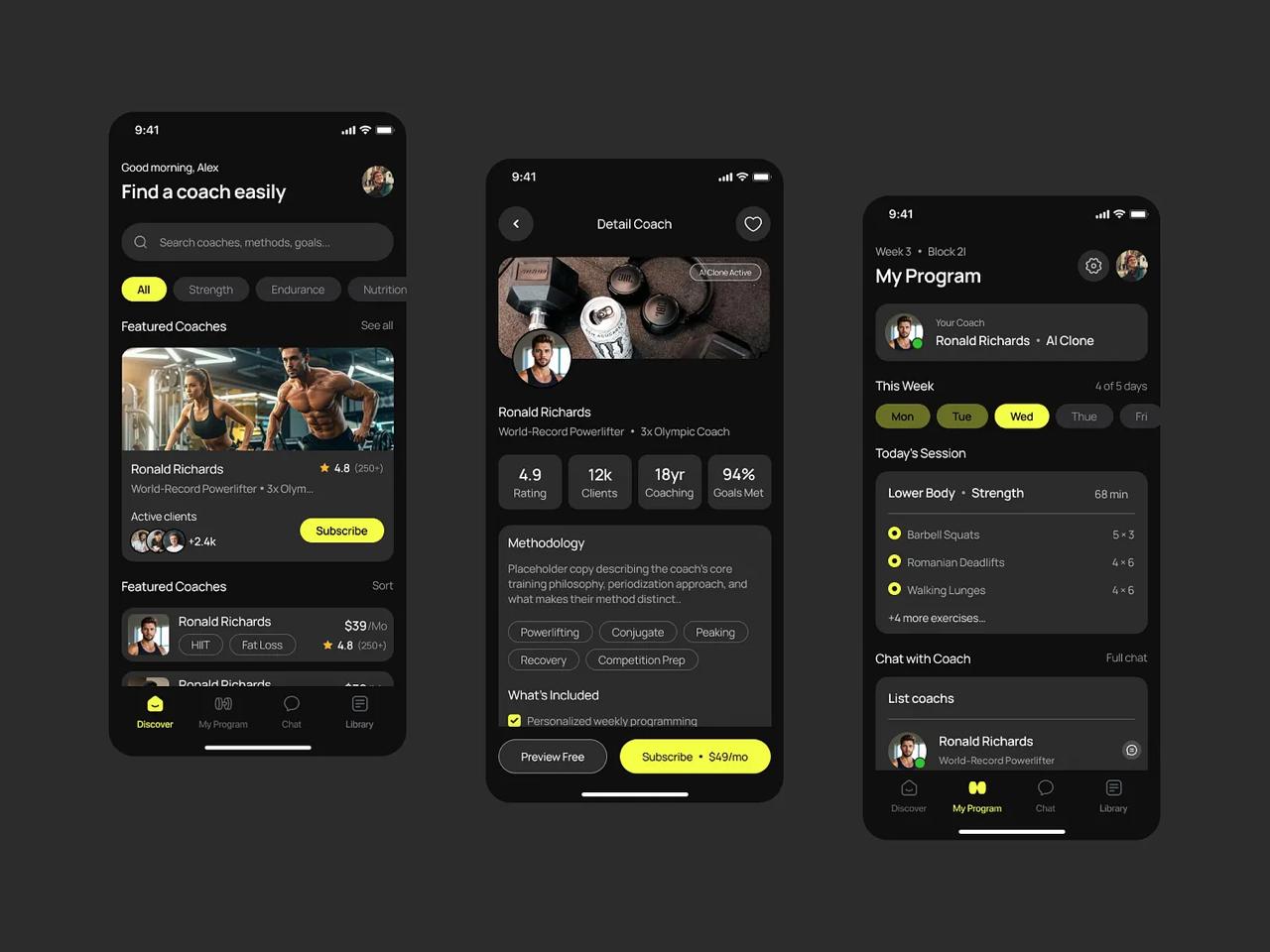 Mobile fitness app concept preview
